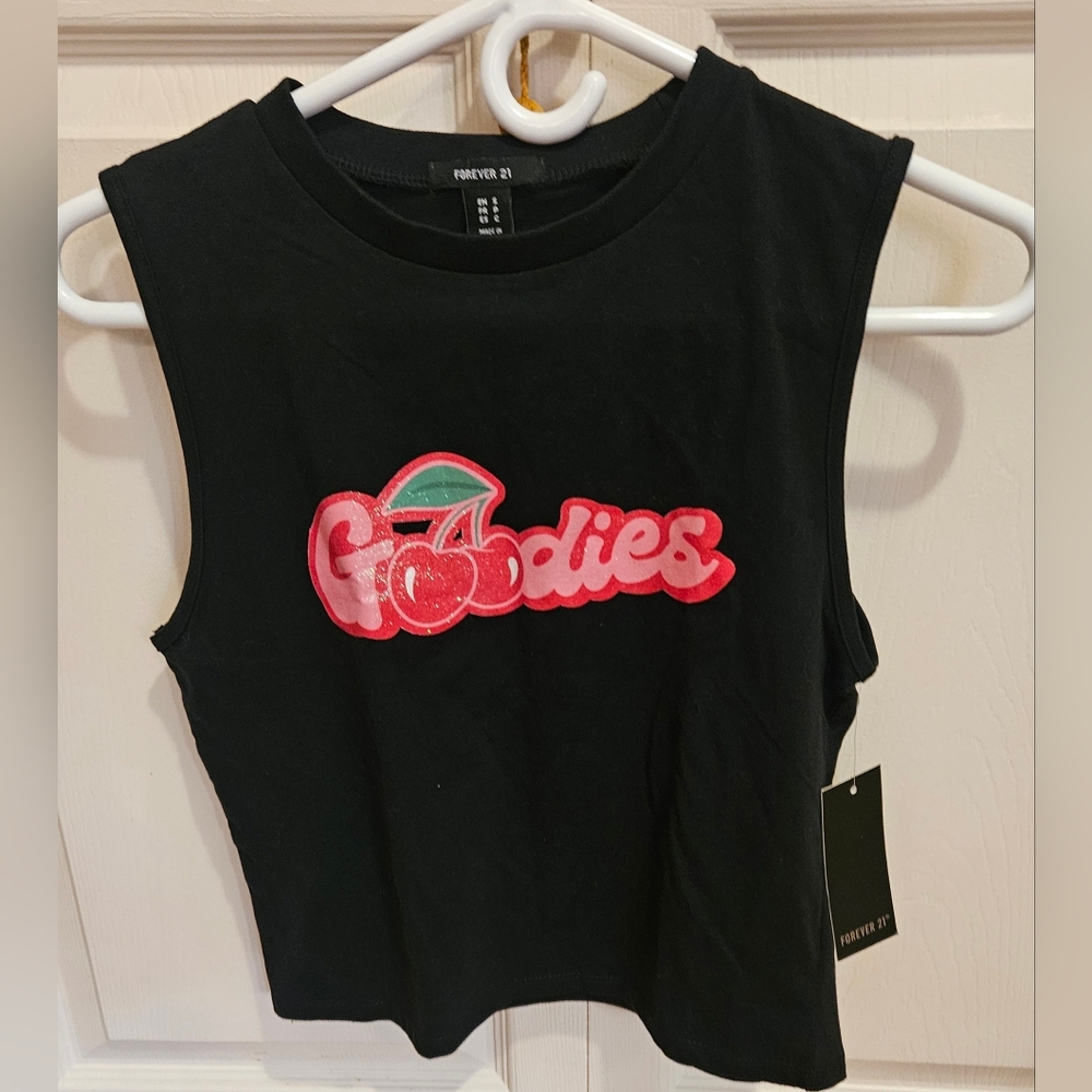 Forever 21 "Goodies 🍒" Cropped Muscle Tee, NWT